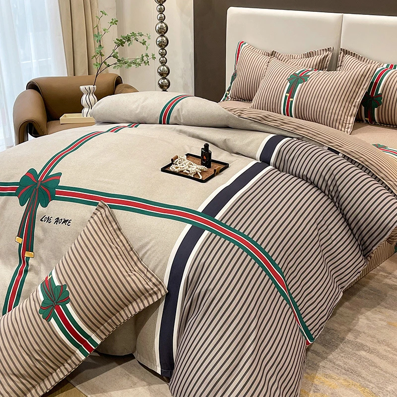 【清仓】简约加厚磨毛亲肤四件套斜纹双人被套床单单人被罩学生宿舍