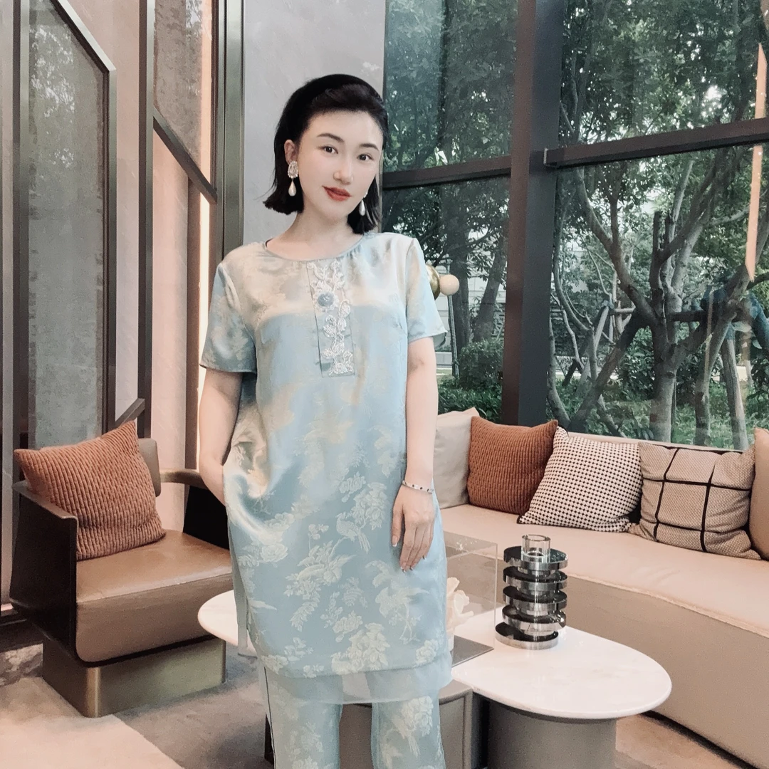 Betty Bairn【空谷幽茶-套装】高端系列桑蚕丝提花套装25B-BW9708