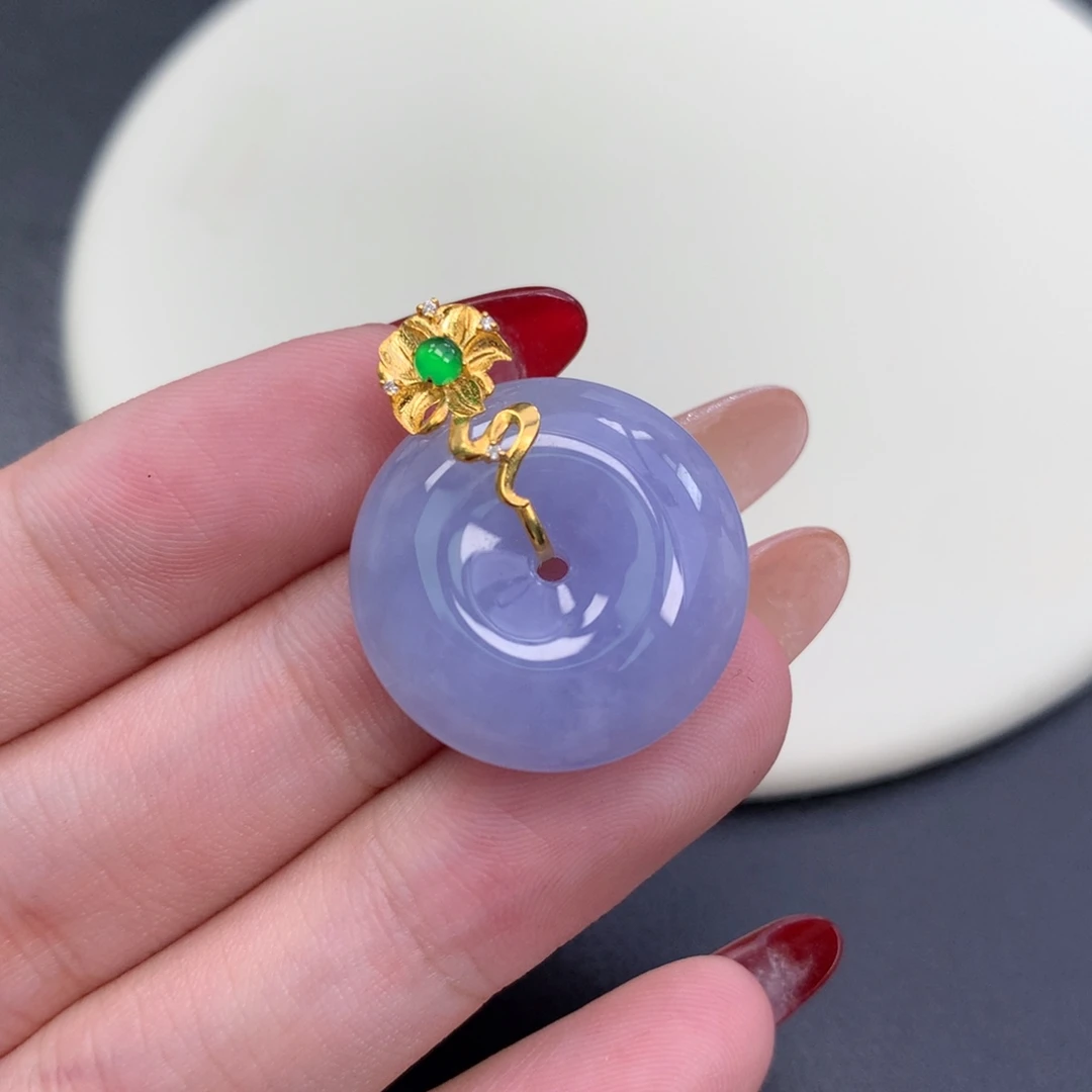 翡翠18K金镶嵌挂件48小时鉴赏期，退货不扣除服务费