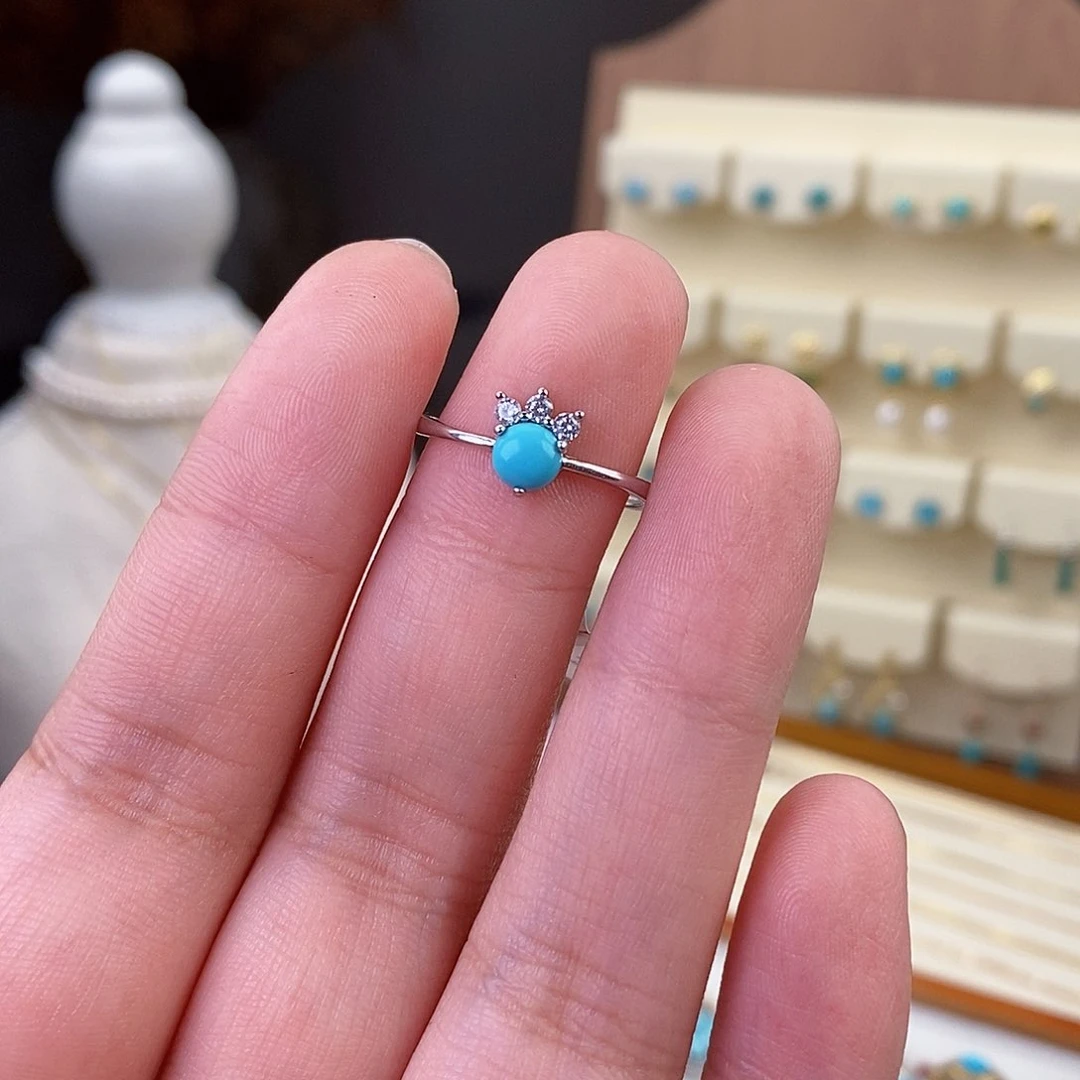 绿松石戒指银S925镶嵌