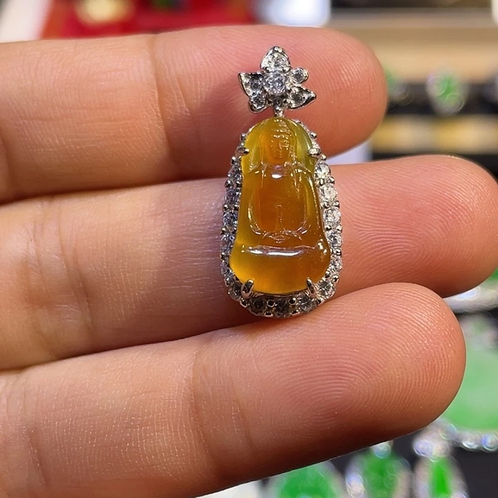 翡翠银S925镶嵌吊坠(不含链)