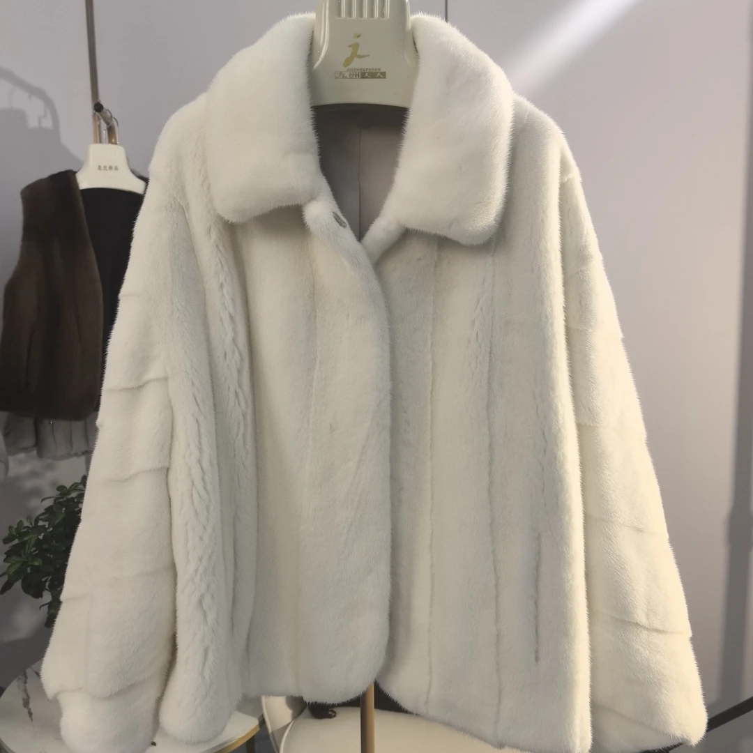 海宁进口水貂皮草直播女款外套整貂立领宽松超显瘦高端洋气气质款