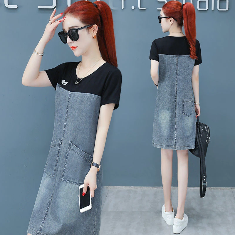 哥弟阿玛施正【1.9万人收藏】拼接牛仔连衣裙女2025夏装新款时尚