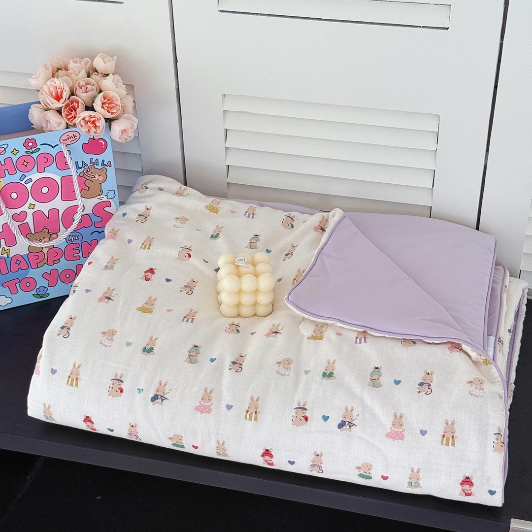 「小冰皮」纯棉双层纱夏凉被可机洗空调被碎花全棉棉纱夏被柔软透气