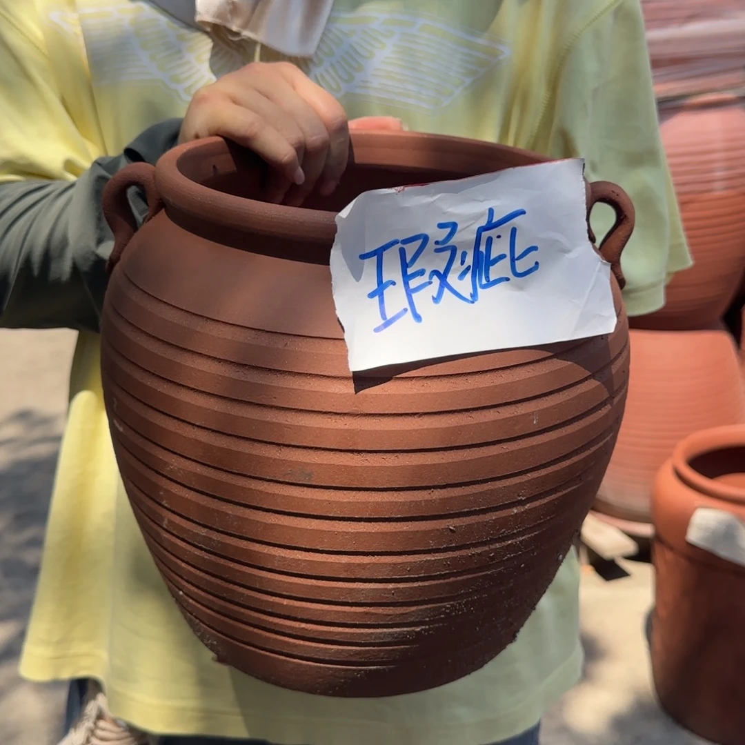 紫砂花盆口21高25宜兴紫砂底部火裂