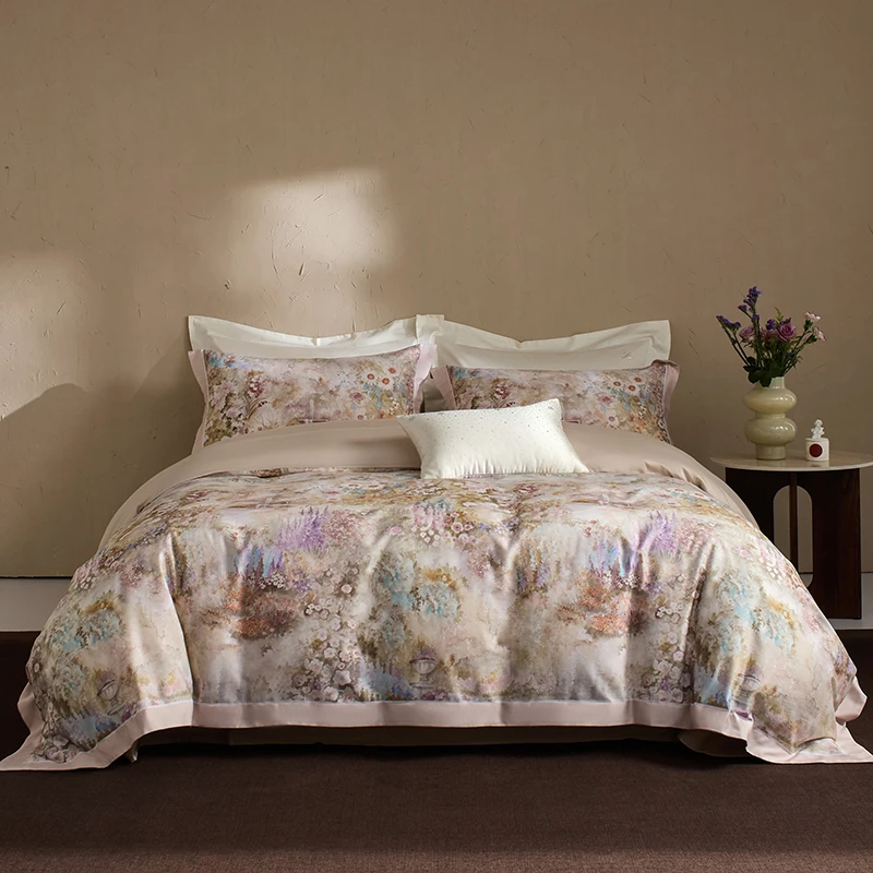 宝缦天丝棉磨毛印花高支四件套罗马庄园法式美式奢华加厚秋冬套件