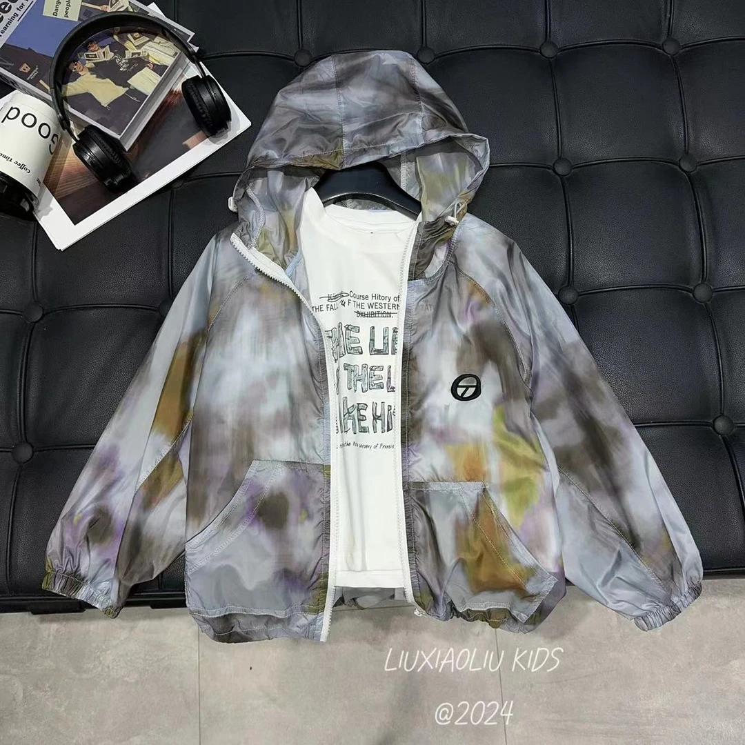 BY LIUXIAOLIU【艺术氛围】韩版潮流时尚夏季儿童休闲防晒外套7214