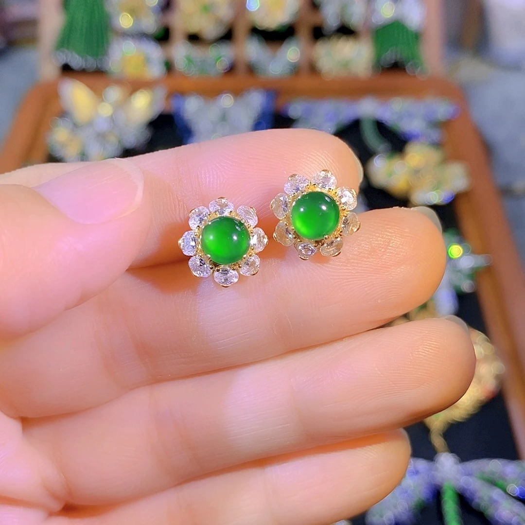 吊坠(不含链)银S925镶嵌翡翠