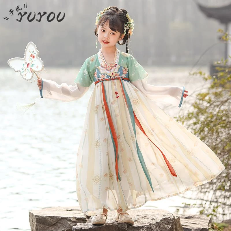 YYOU汉服女童2025新款夏季薄款儿童古风超仙裙子夏款小公主中国风
