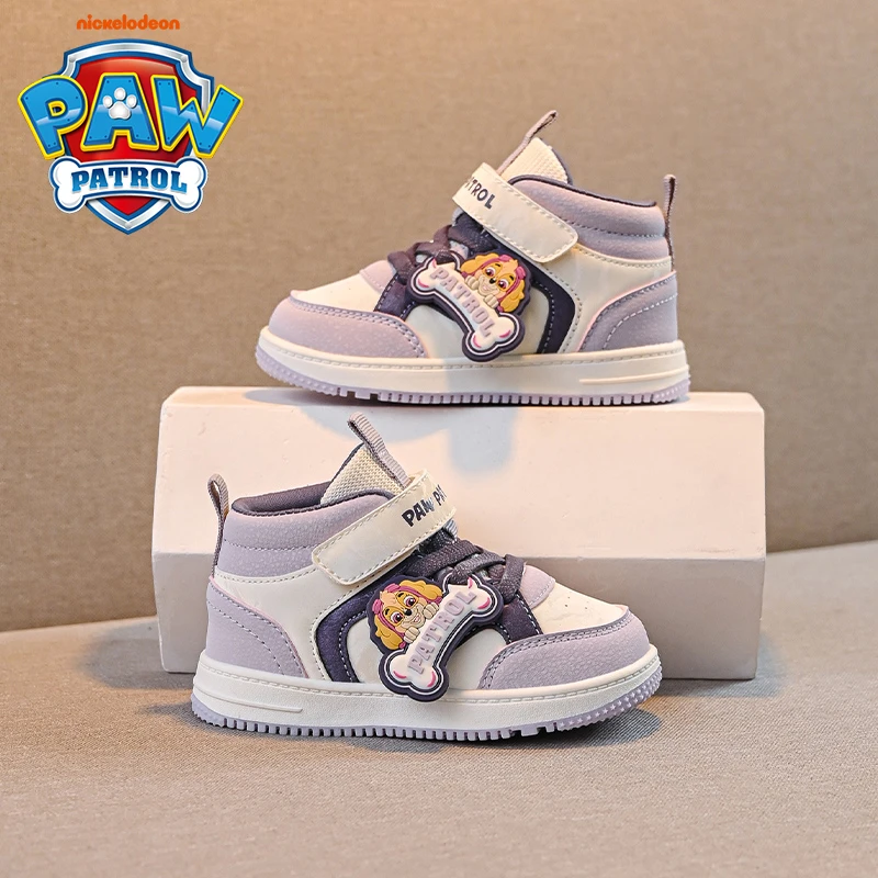 汪汪队女童板鞋2025新款今年流行爆款高帮皮面防水休闲鞋宝宝鞋子