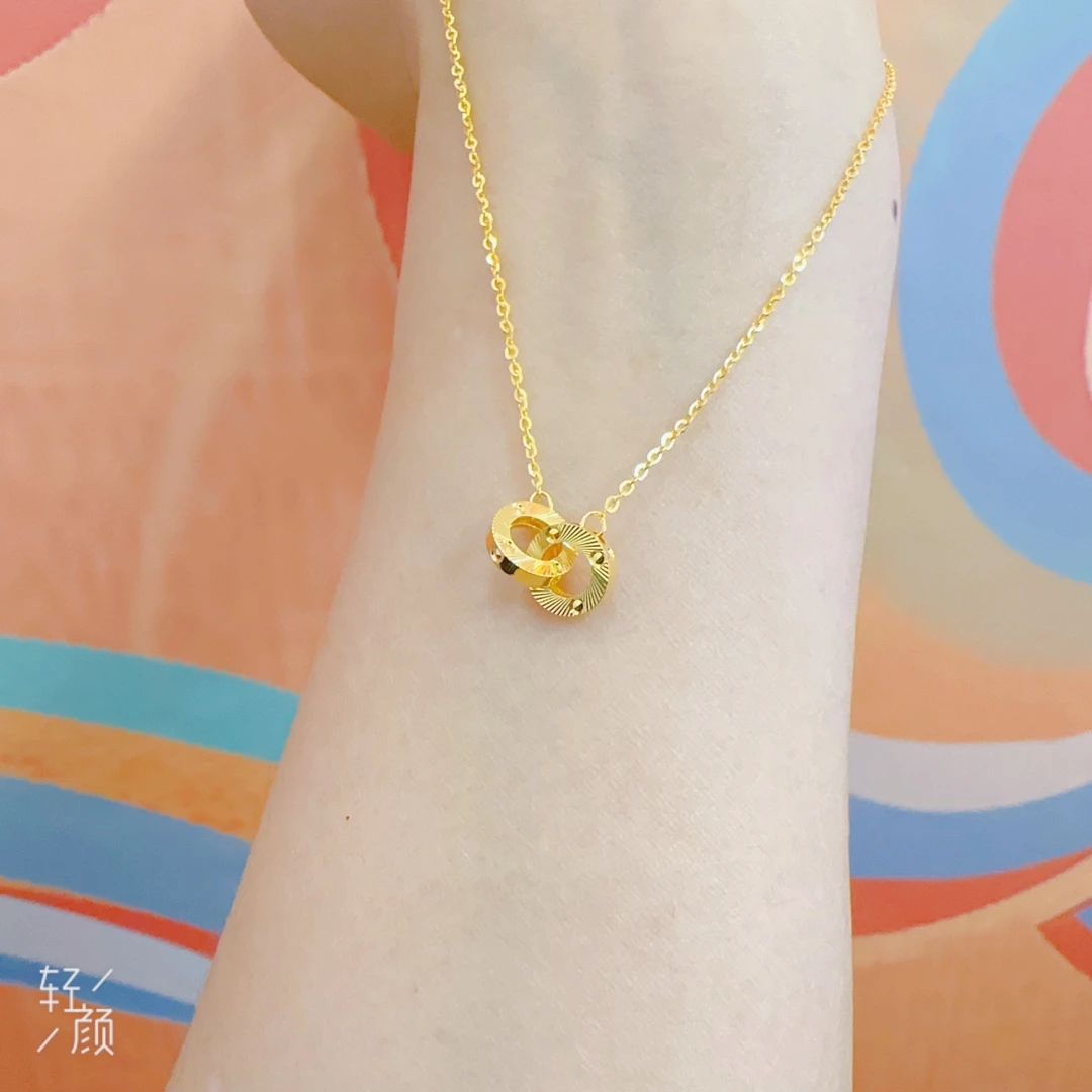 足金999卡家环环相扣同款黄金套链时尚百搭黄金首饰足金套链150