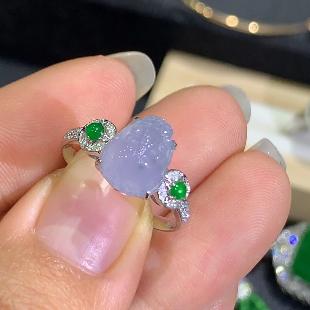 翡翠戒指18K金镶嵌8、