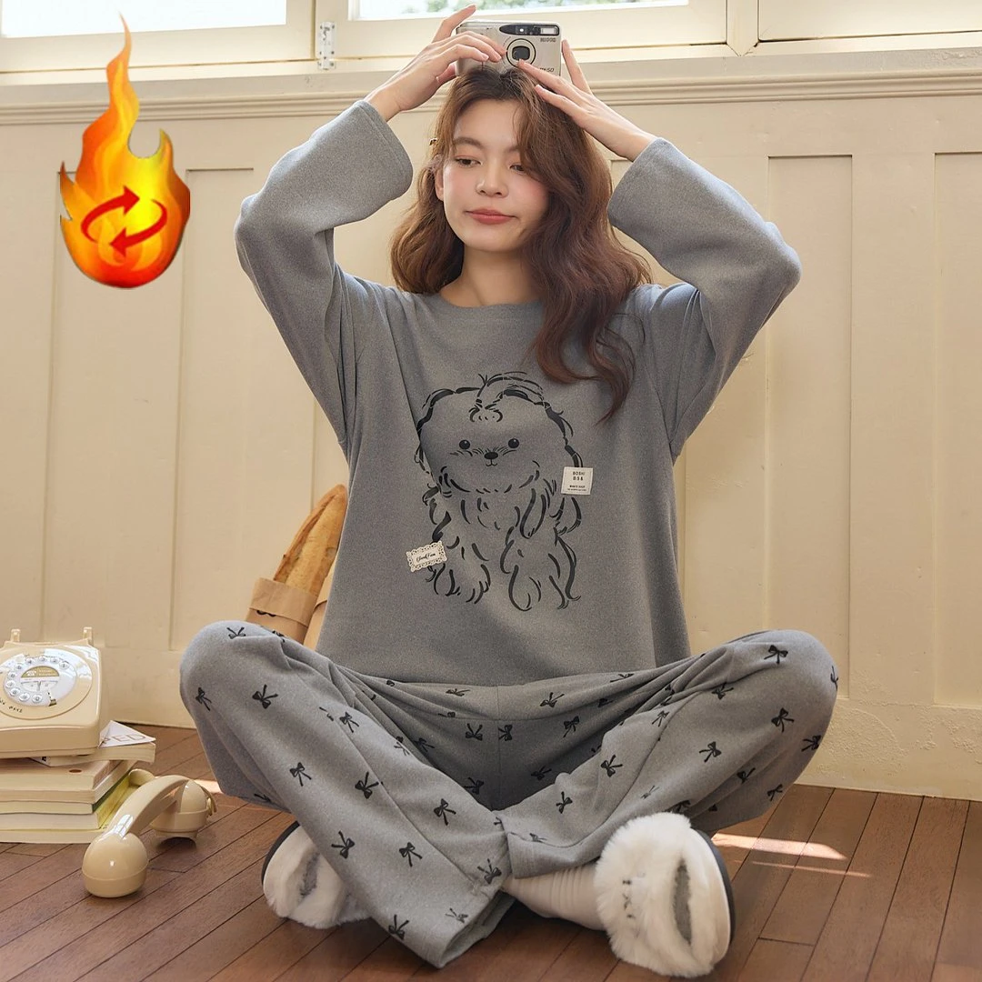 [多款可选]冬季新款绵毛绒保暖加厚女士睡衣韩版休闲家居服套装MJ