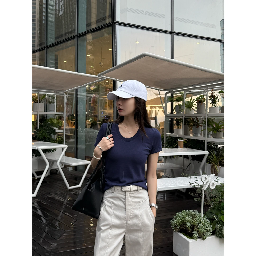 【夜雨巴黎】“兰精T丝莫代尔”舒适百搭透气低圆领短袖T恤21566