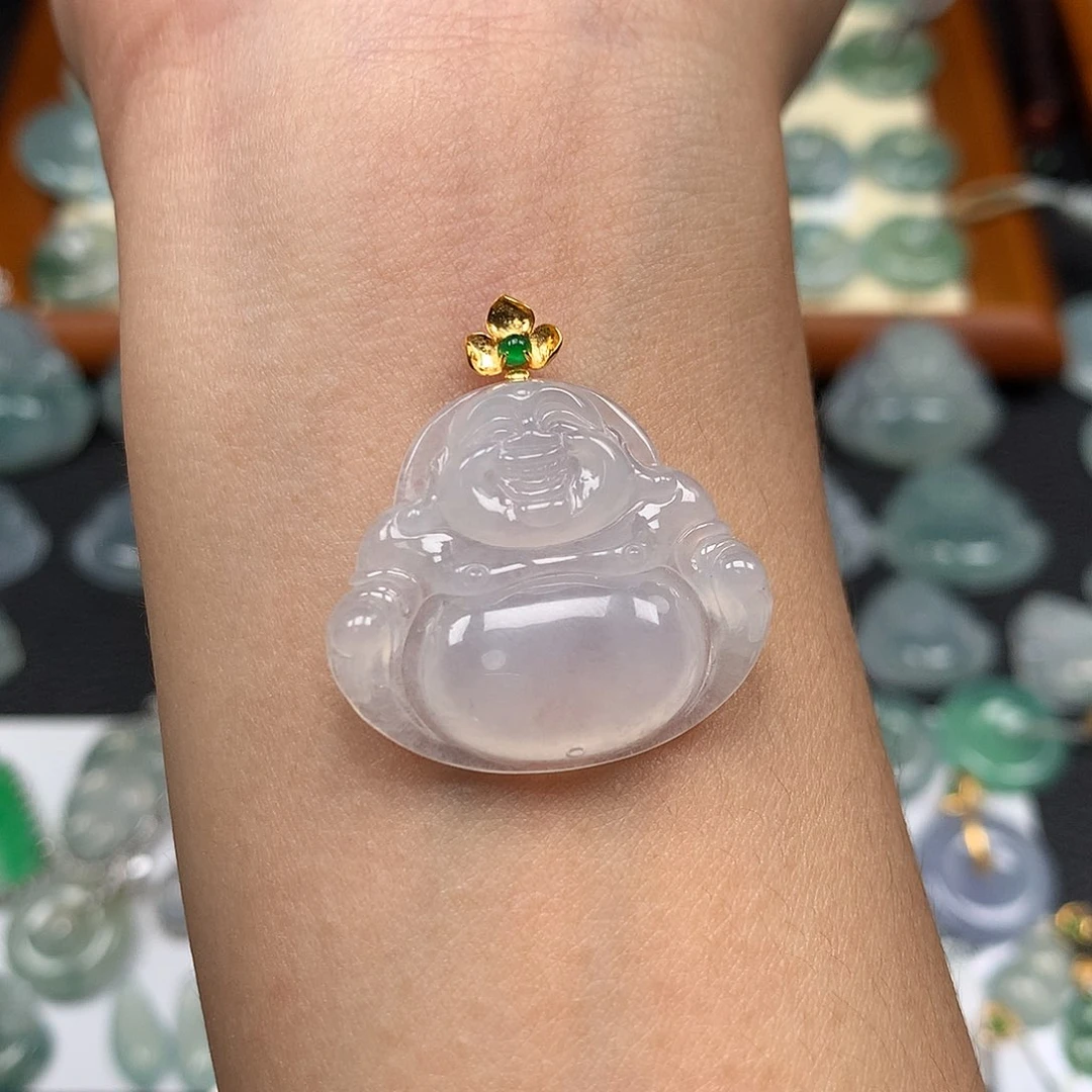 翡翠18K金镶嵌吊坠(不含链)