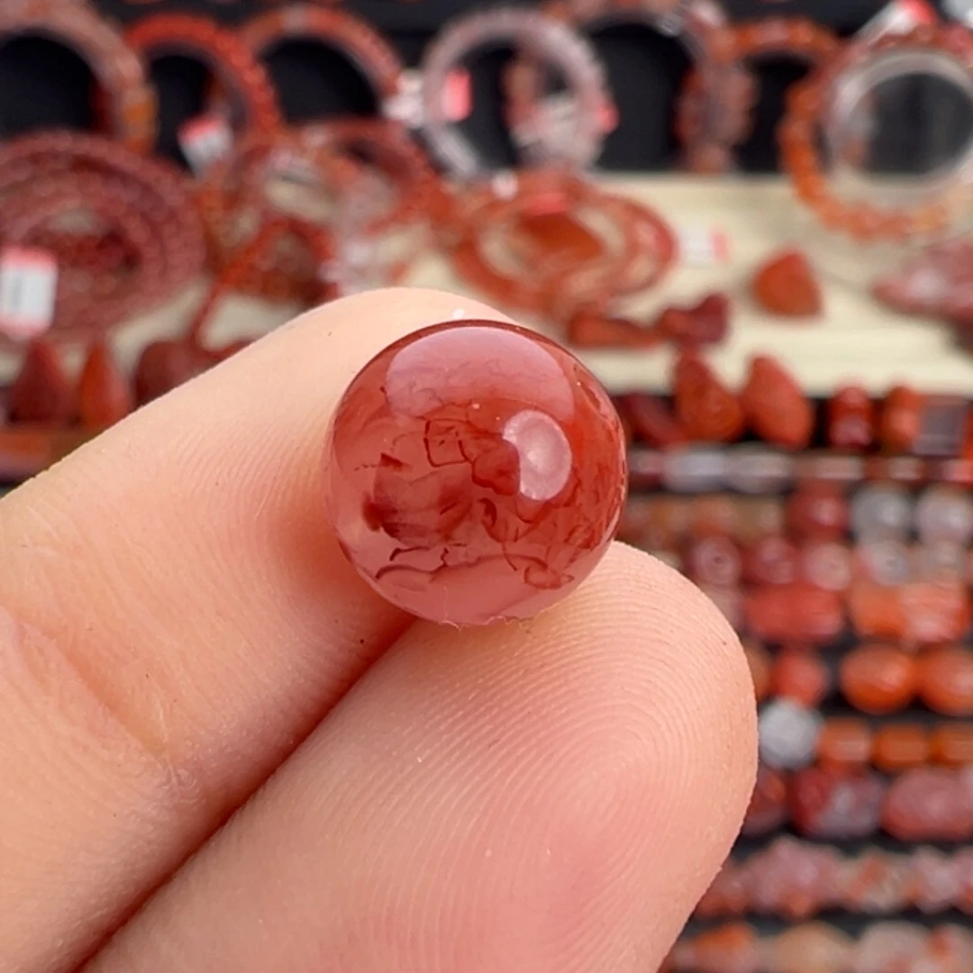 南红玛瑙未镶嵌颈饰火焰圆珠