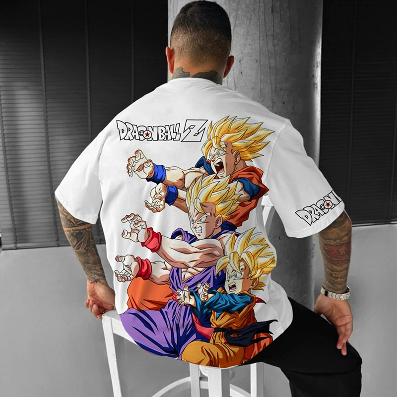 美式重磅短袖男纯棉宽松大码oversize欧美嘻哈夏季七龙珠印花T恤