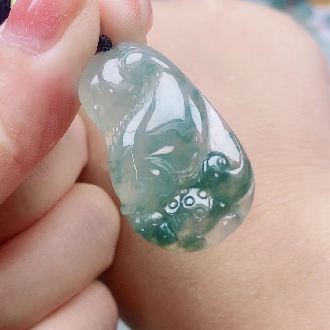 颈饰未镶嵌翡翠天然缅甸翡翠A货年年有鱼