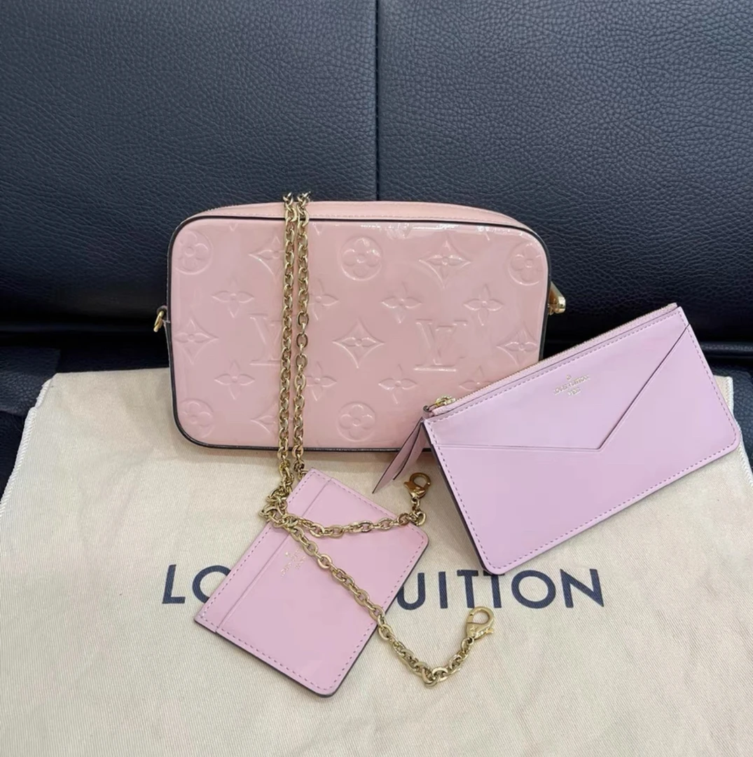 95新 LouisVuitton/路易威登 LV路易威登漆皮粉色三合一