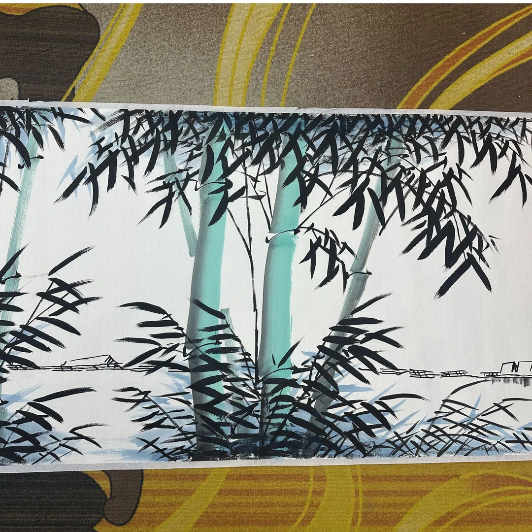 释隆一手绘《竹报平安》宣纸180*70cm