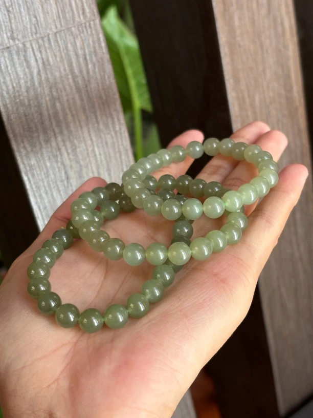 0711WM和田玉青海料晴水手串约8mm多样性发其一