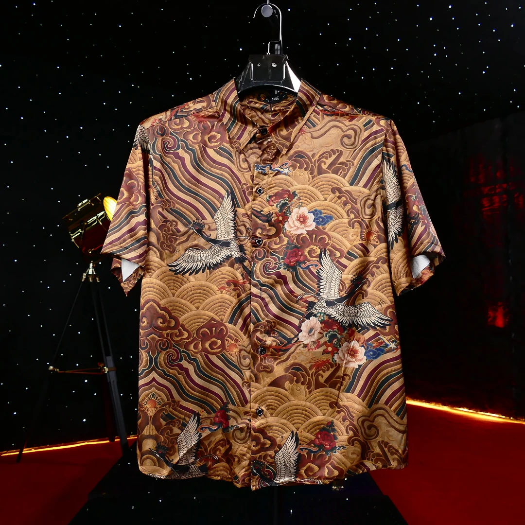 PULLMAN 仙鹤祥云 冰丝面料  舒适感 透气衬衫 轻奢男士SOB2005