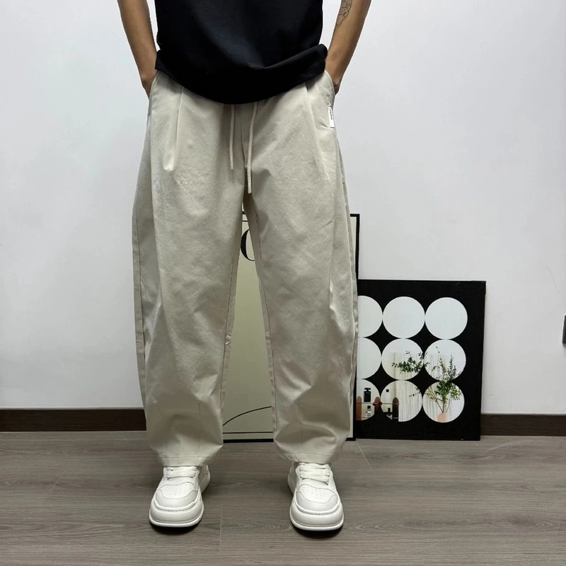 2025美式简约宽松阔腿弯刀工装裤男直筒休闲潮流百搭春夏薄裤子