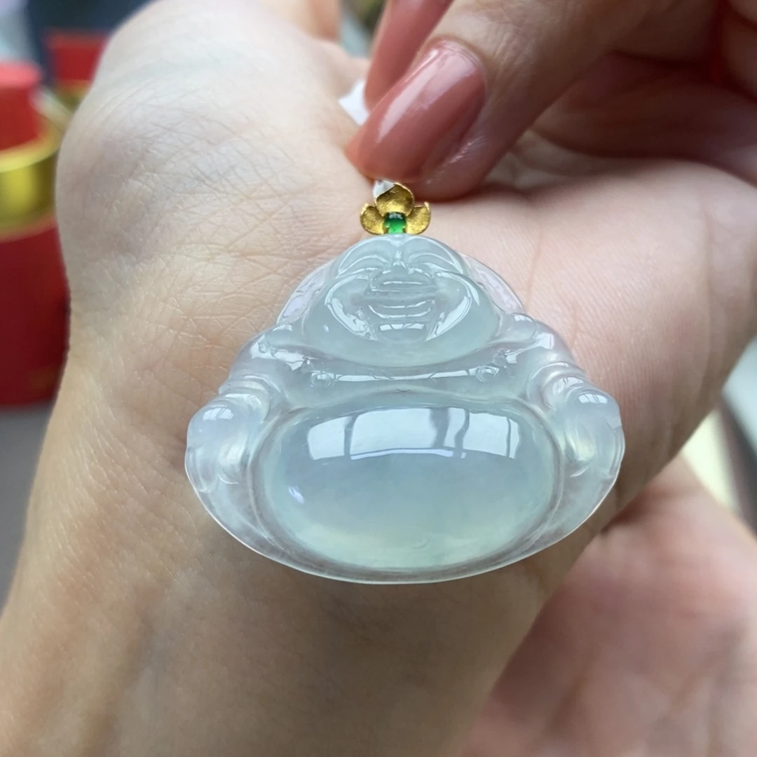 翡翠18K金镶嵌颈饰吊坠90
