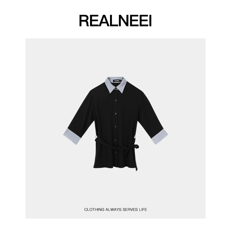 REALNEEI【凉感公式】铜氨丝天丝麻极简高级轻奢设计款衬衫22090