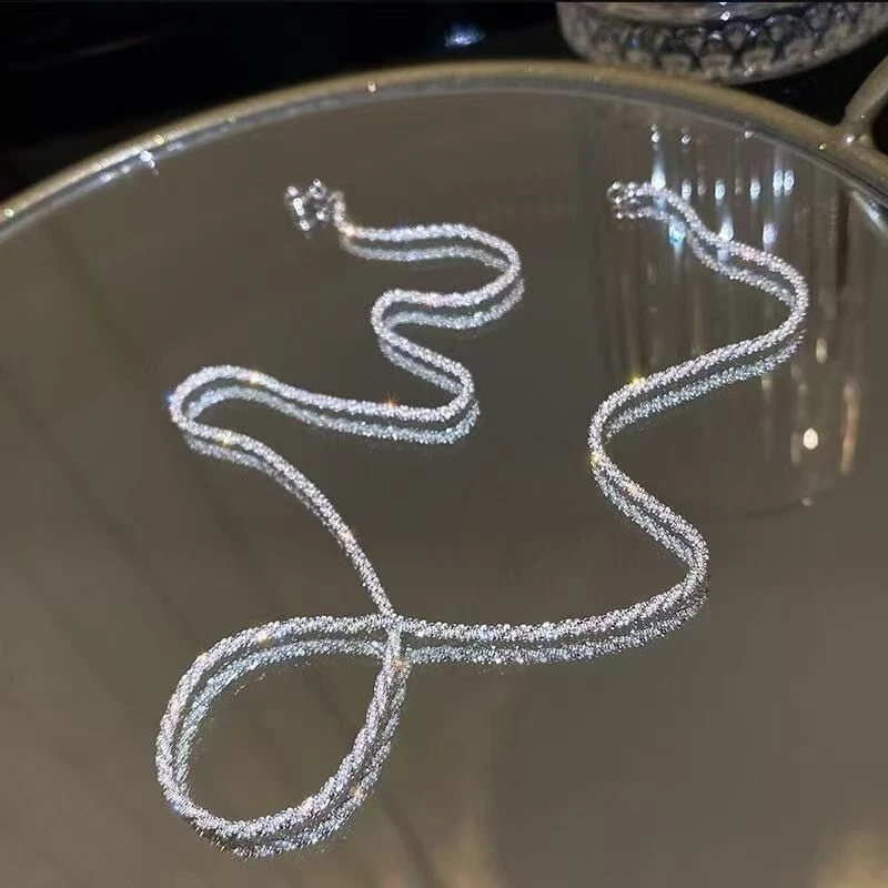 链子足银 9999 爆闪满天星锁骨项链 货号 035