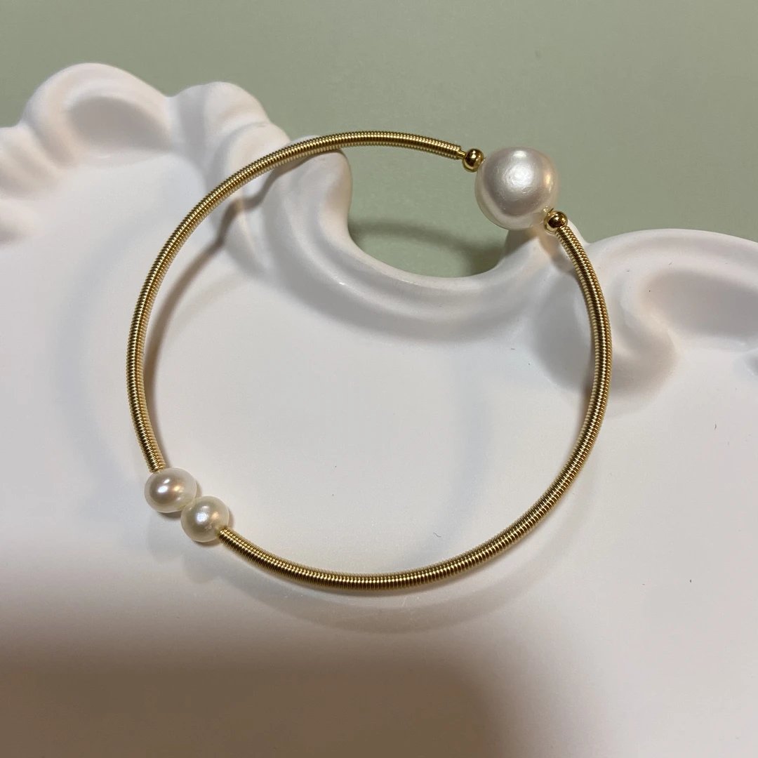 天然淡水珍珠手镯一眼倾心铜镀18K真金