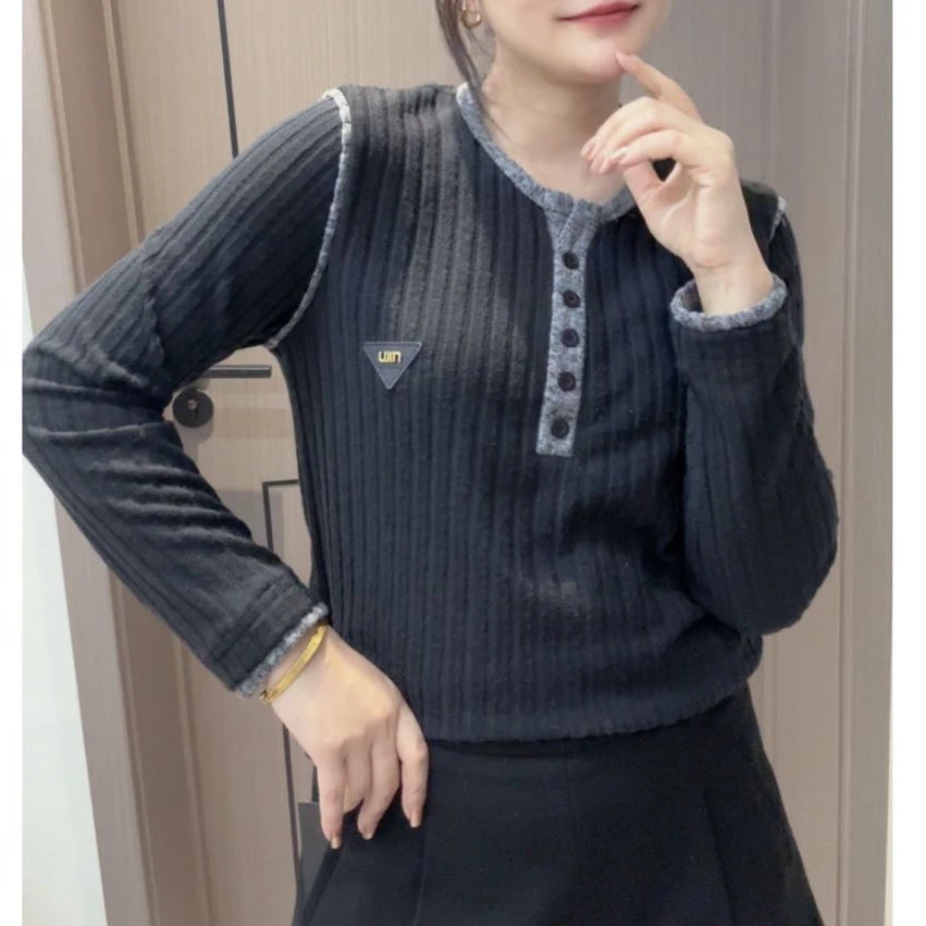 衬衫袖长袖时尚减龄常规款T恤百搭透气网红通勤风