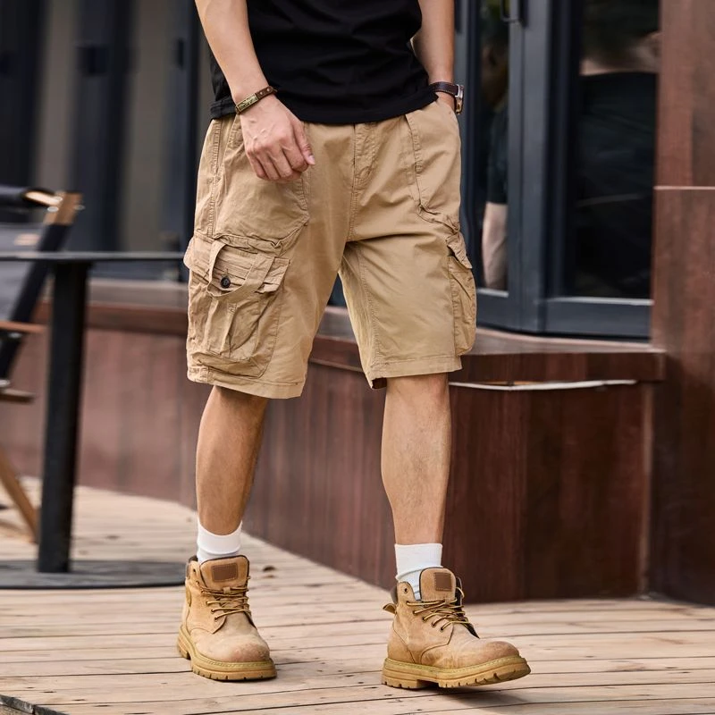 复古夏季做旧中裤短裤硬汉风短裤大码百搭五分裤运动裤子薄款宽松