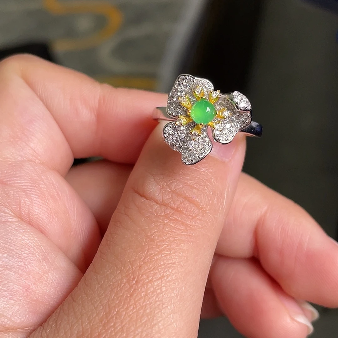 翡翠银S925镶嵌戒指