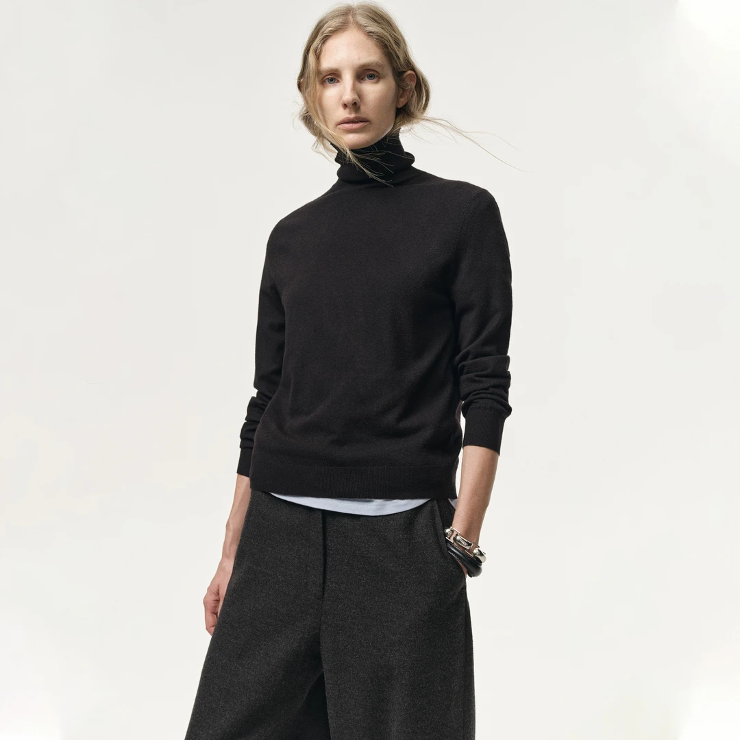 【12活动链接】白弓“绒暖纱系列”超柔羊毛混纺高领毛衣女秋冬55327