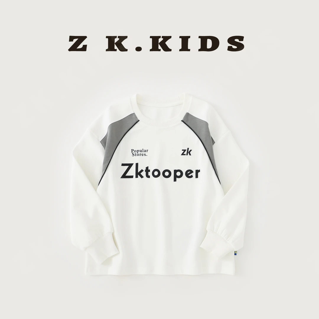 【Z＆K】春秋季中大童T恤百搭印花长袖卫衣 ZK-2201098