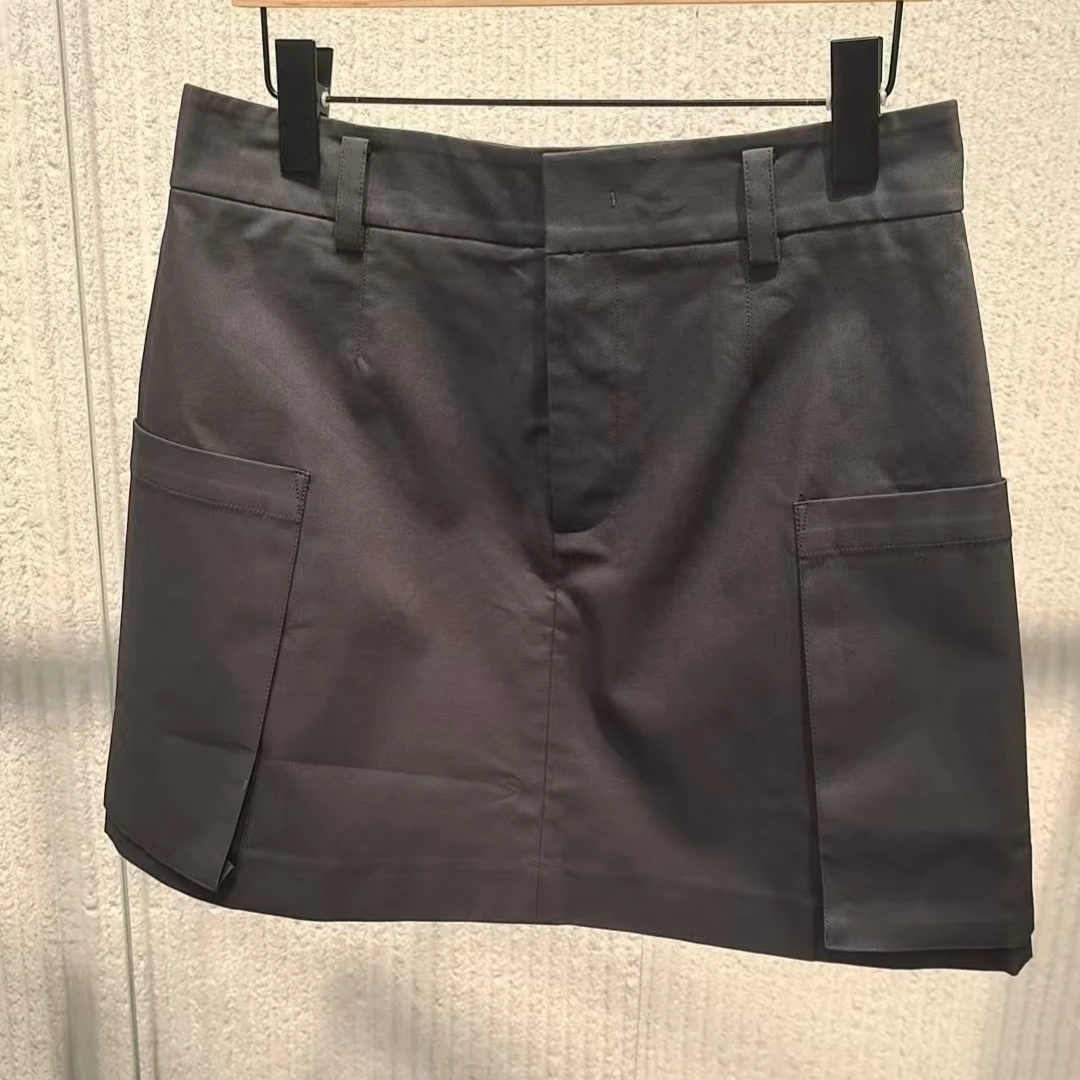 艾家2025夏季高腰显瘦工装风A字半身短裙女时尚百搭421812