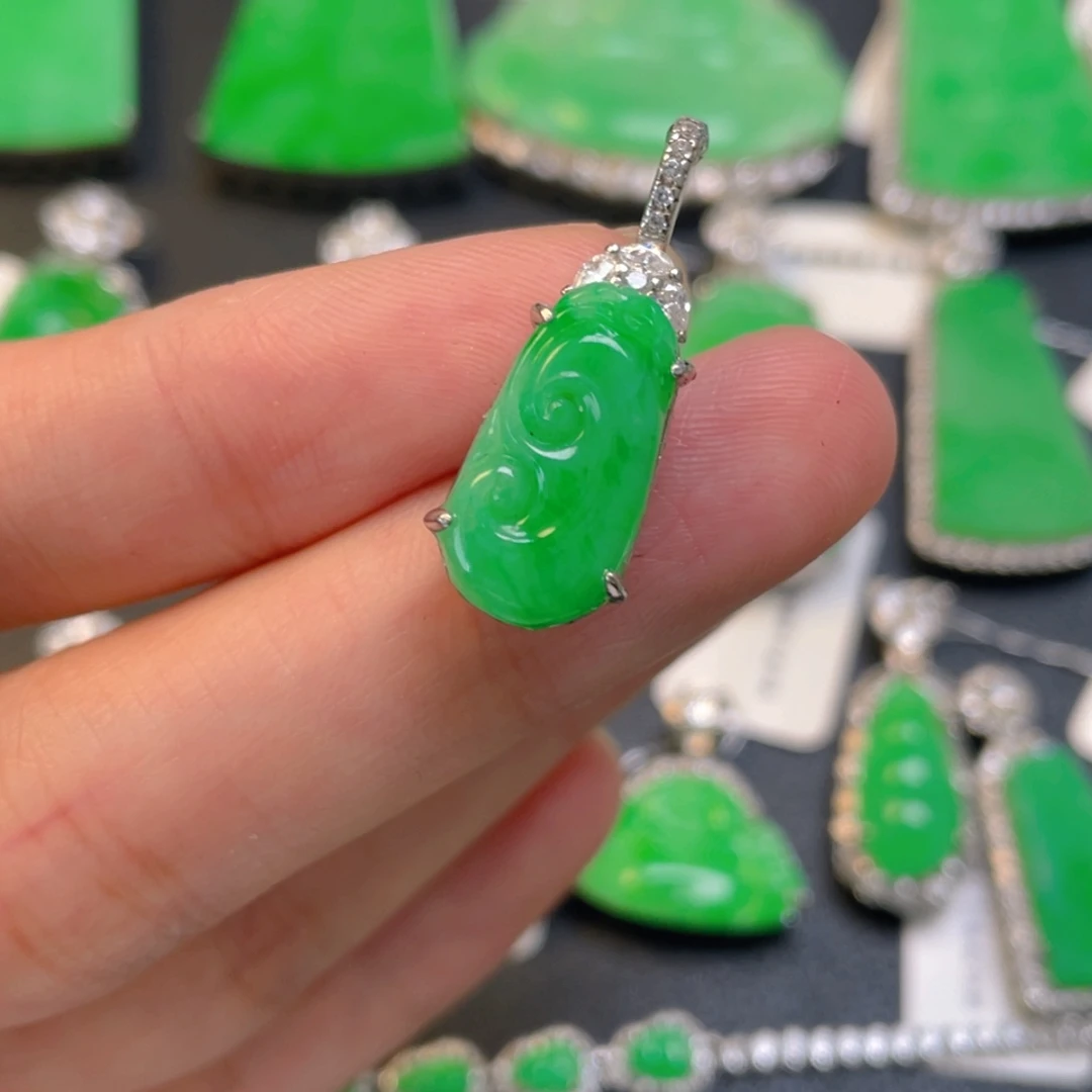 翡翠银S925镶嵌吊坠(不含链)