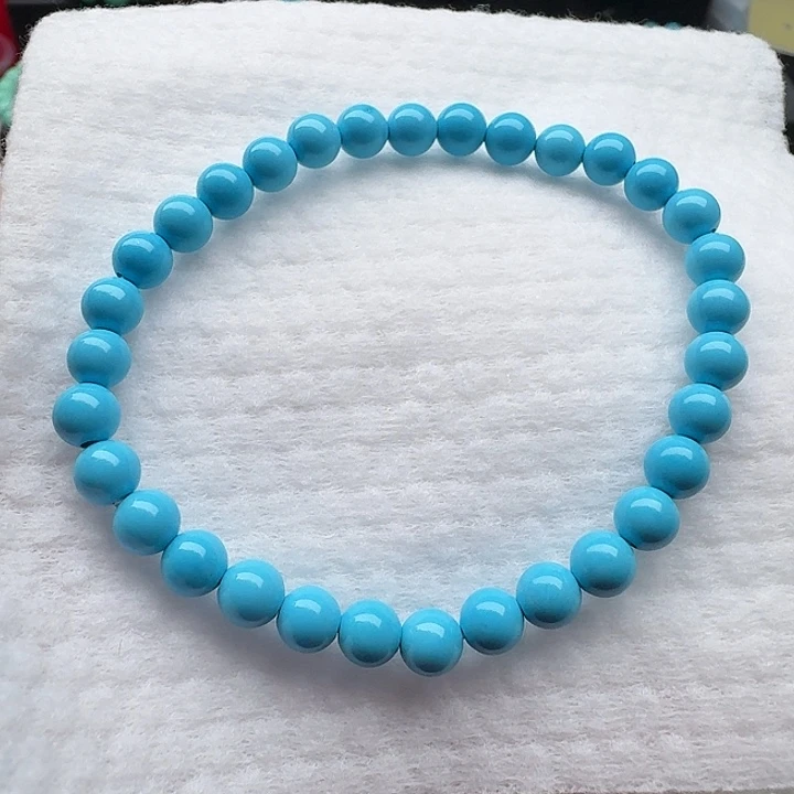 尺寸：6左右蓝圆珠手串