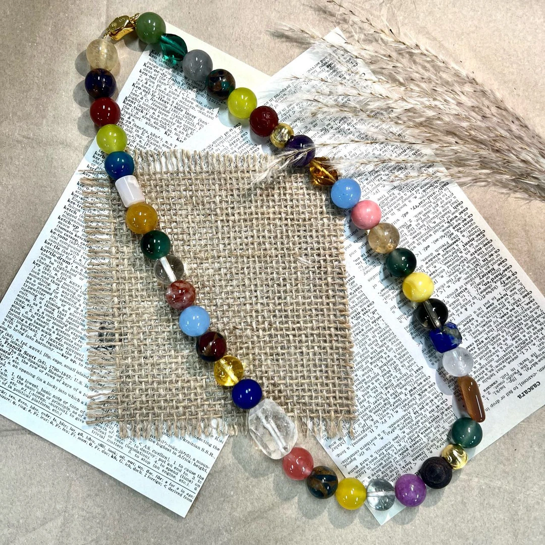 合金项链 「Richer」灰灰-12720861彩色多宝珠珠项链