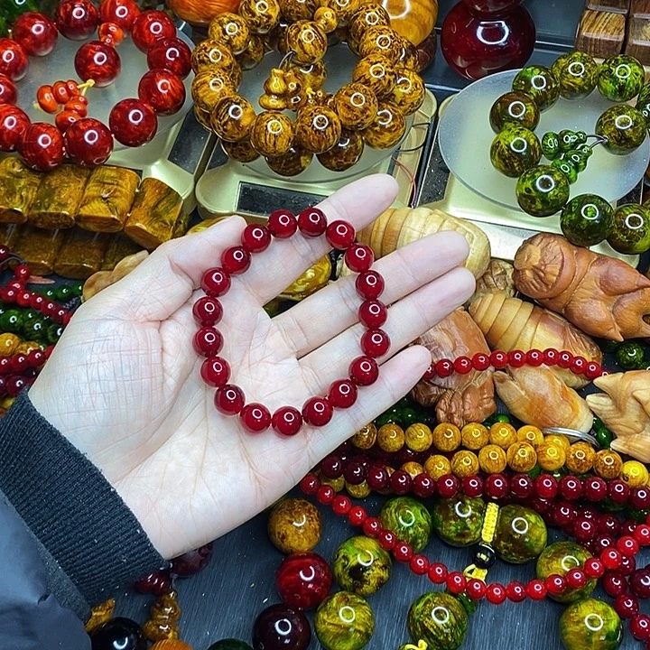 松木琥珀木文玩手串