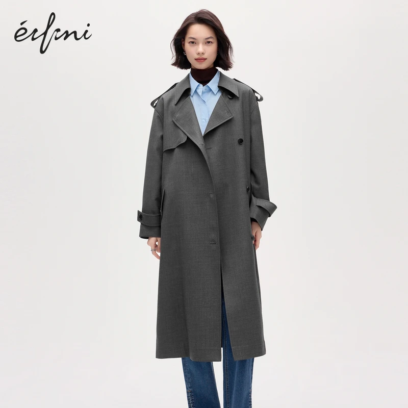 伊芙丽休闲气质穿搭风衣女装25夏季新款时尚宽松外套1F9960531Q