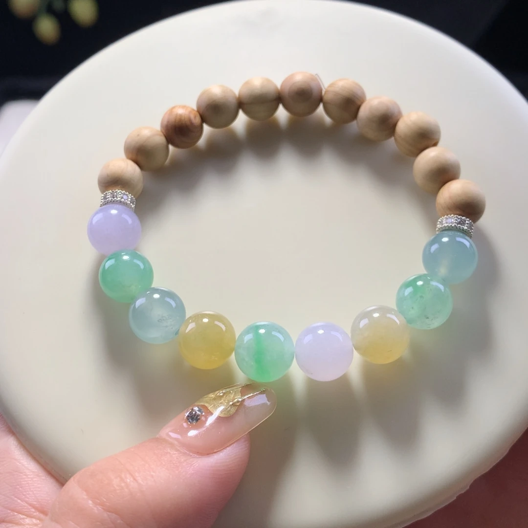 翡翠未镶嵌手链卡9花开半夏
