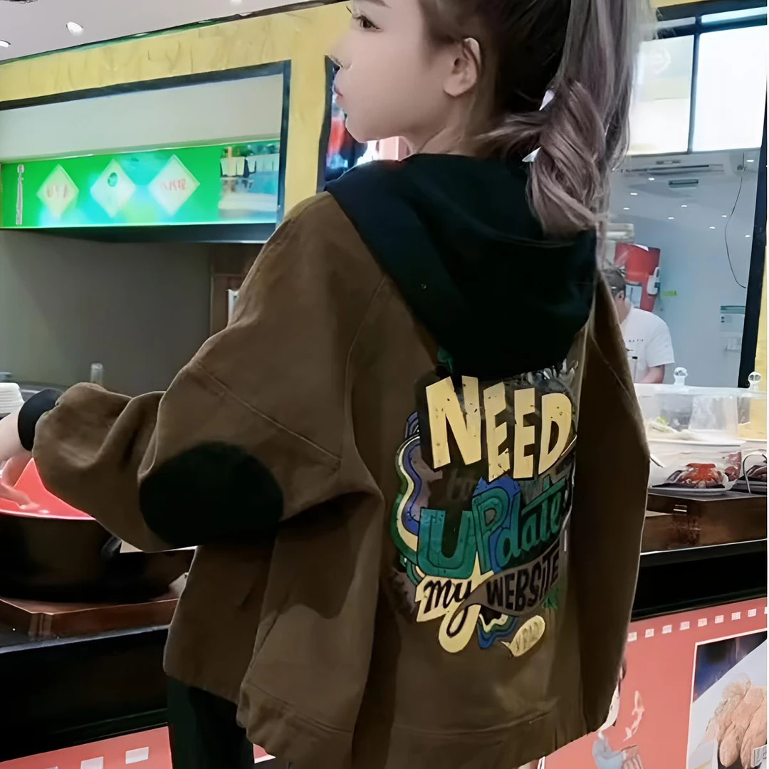 秋冬穿搭高级感盐系炸街连帽外套女秋冬加绒韩版宽松休闲棒球服短