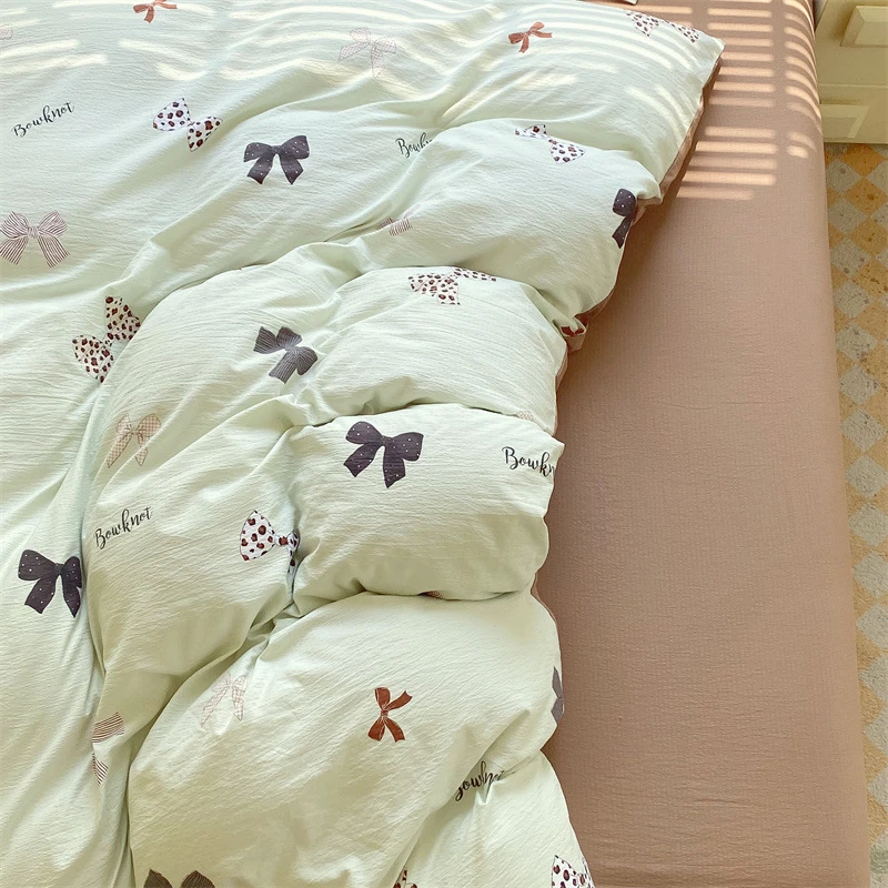 卡通a类母婴级小清新四件套田园风磨毛学生宿舍三件套床单被套