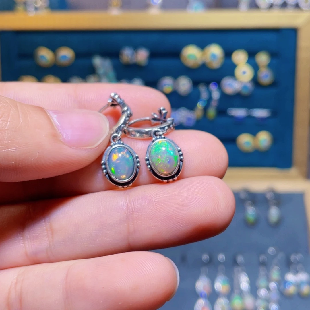 欧泊耳钉）银S925镶嵌*‍****