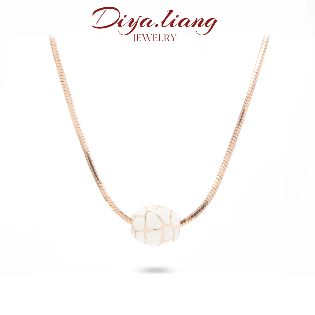 坠链均925银 梁雅帝新品【白巧香槟几何球球】设计款气质纯银项链