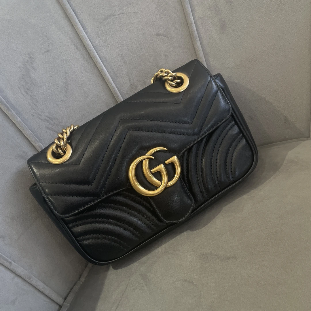 99新 GUCCI/古驰 黑金马蒙22单肩包 4040102001251