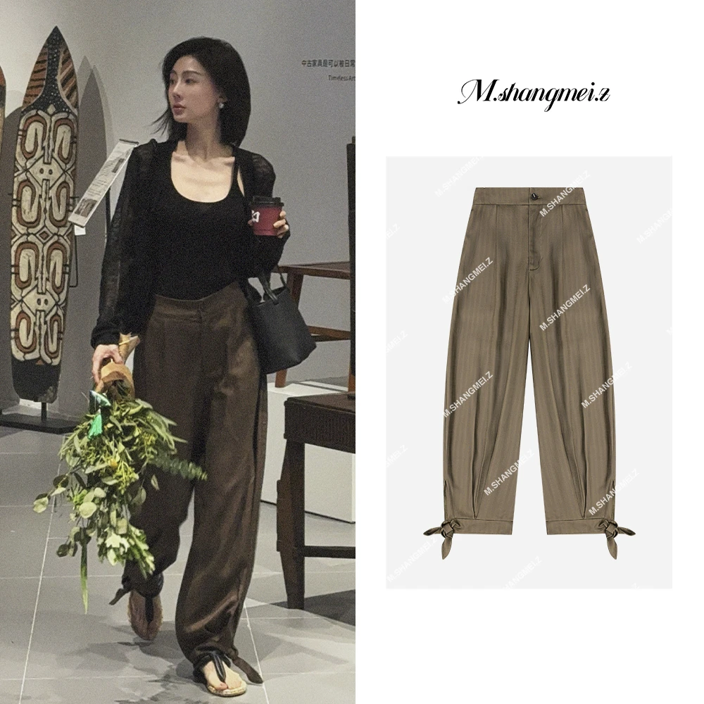 M.SHANGMEI.Z/沐熙【双马尾裤】美大哥独特纹理垂坠休闲裤X059131