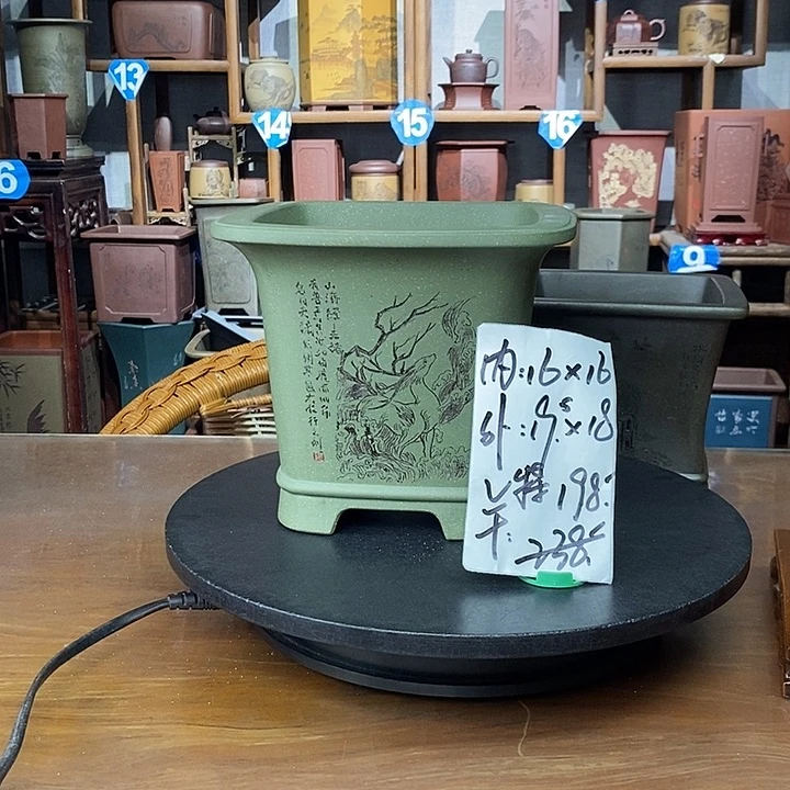 紫砂花盆果绿泥爆款198